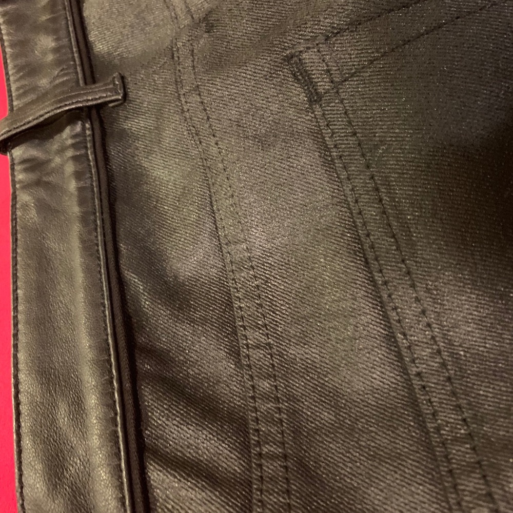 Balenciaga waxed denim jeans w/ leather waistband - Picture 5 of 8